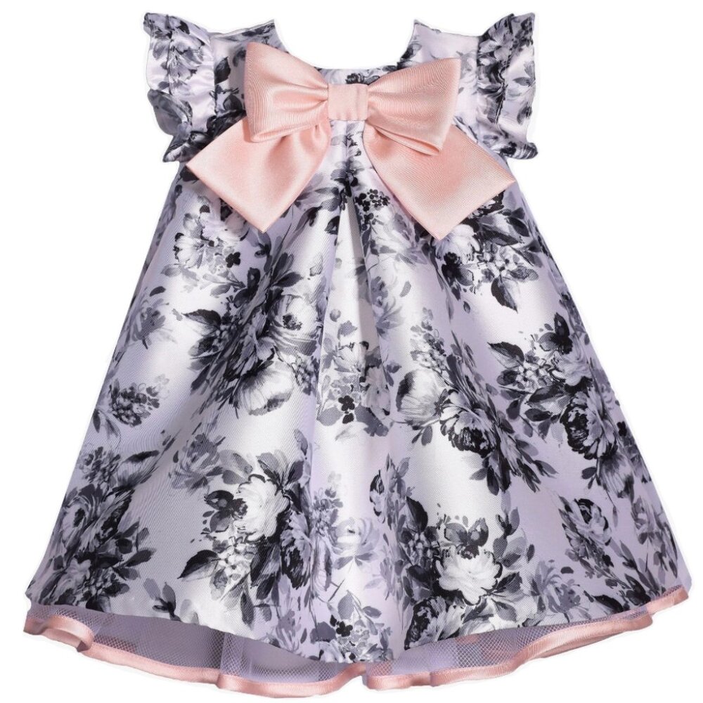 NEW Bonnie Jean Girls 3M-4T Bow Front Pleated Trapeze Dress